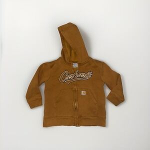 Carhartt Hoodie Jacket Toddlers Baby Size 24M Full Zip Pockets Logo Fleece Tan